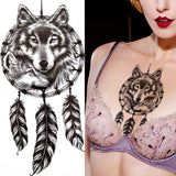 Popxstar Black Forest Tattoo Sticker For Men Women Children Tiger Wolf Death Skull Temporary Tattoo Fake Henna Skeleton King Animal Tatoo