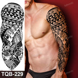 Popxstar Full Arm Temporary Tattoos Large Black Totem Trial Boys Tatoo Fake Waterproof Skull Lion Sleeve Tattoo Stickers Body Art Makeup