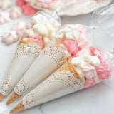Popxstar Valentine's Day 50pcs Baby Shower Wedding Sweet Clear Candy Cone Storage Bags Kids Gift Bags Happy Birthday Party Candy Bags Supplies