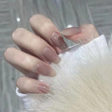 Popxstar spring centerpiece ideas short square acrylic nails spring dip nails 24pcs Mid Length Fake Nails Ballet Removable Wear Full Cover Coffin Artificial Manicure Patch False Nail Tips with Glue