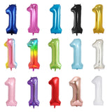 Popxstar 40inch Large Foil Number Balloon 1 Baby Shower Rose Gold Silver Pink Red Blue Helium Ballon 1st Anniversary Birthday Party Ball