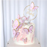 Popxstar Valentine's Day 10Pcs Happy Birthday Cake Topper Cake Decorating Handmade Painted Butterfly Cake Topper for Wedding Birthday Baby Shower Party