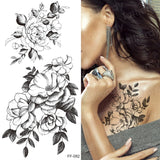 tattoo sticker women flower rose peony black tatouage temporaire femme temporary sleeve tattoo waterproof sexy body art fashion