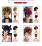 Popxstar Synthetic High Puff Afro Kinky Curly Ponytail with Bangs Ponytail Hair Extension Drawstring Short Afro Pony Tail