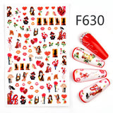 Popxstar Nail 3D Sticker Cool English Letter stickers for nail Foil Love Heart Design Valentines Manicure Decal Water Slide Foil