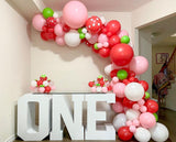 Popxstar 125 Pieces Of Pink Red Green Dots Strawberry Aluminum Mold Balloon Garland Arch Set Baby Shower Girl Birthday Party Decoration