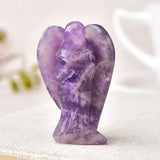 Popxstar 1PC Natural Crystal Guardian Angel Figurine Amethyst Rose Quartz Colorful Healing Stone Gem Craft Gift Home Decor Ornaments