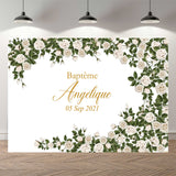 Popxstar NeoBack Customizable Green Leaf Rose Floral Wedding Photography Backgrounds Anniversary Birthday Photocall Photo Backdrop Banner