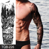 Popxstar Full Arm Temporary Tattoos Large Black Totem Trial Boys Tatoo Fake Waterproof Skull Lion Sleeve Tattoo Stickers Body Art Makeup