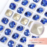 Popxstar K9 Glass Crystals Crafts Pointback Loose Stones Square Crystals For Clothes Bags DIY Jewelry Decoration Garments Strass