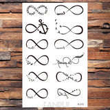 Popxstar Waterproof Black Infinity Tattoo Feather Bird Women Body Hand Art Drawing Temporary Tattoo Stickers Men Finger Tatto Small Paste
