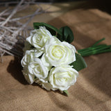 Popxstar 9 head / Bundle Simulated Rose Bouquet Wholesale Fake Flowers Wedding Handhold Flowers Home Decoration Simulated Plant Supplies