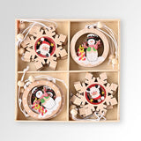 New Year Decor Xmas Gift Box 12Pcs Santa Claus Wooden Christmas Ornaments Merry Christmas Decorations for Home Noel Navidad