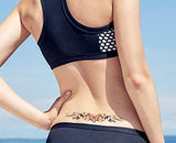 Popxstar teenagers over knee tattoo men small men's tattoos Hot Sale  Butterfly Flower Girls Temporary Tattoo Black Design Waist Body Fake Tattoo Sticker Leg Belly Waterproof For Women