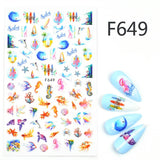 Popxstar Nail 3D Sticker Cool English Letter stickers for nail Foil Love Heart Design Valentines Manicure Decal Water Slide Foil