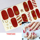 Popxstar 14Tips/Sheet Christmas/Halloween Nail Art Stickers Festival Pumpkin Wraps Waterproof Full DIY Manicure Accessories YMX Series