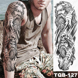 Popxstar Large Arm Sleeve Tattoo Japanese Dragon Prajna Waterproof Temporary Tatto Sticker Mechanical Body Art Full Fake Tatoo Women Men