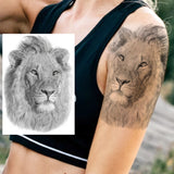 Popxstar Africa Serengeti Lion Temporary Tattoo Black Indian Warrior Waterproof Flash Tattoo Sticker Tribal Mighty Tiger Tatoo Men Women