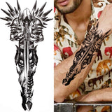 Popxstar Black Forest Tattoo Sticker For Men Women Children Tiger Wolf Death Skull Temporary Tattoo Fake Henna Skeleton King Animal Tatoo