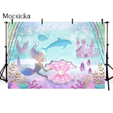 Popxstar Mermaid Birthday Backdrop Glitter Mermaid Scales Backdrops Kids Cake Smash Girls Princess Newborn Baby Photo Background Studio