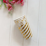 Popxstar 8pcs Golden Cup Party Paper Disposable Tableware Birthday Party Dinner Plate Polka Dot Striped Cup