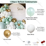 Popxstar Doubled Pearl Tiffany Blue Balloons Garland Arch Wedding Valentines Ball Decoration Matte White Ballon Kit Birthday Baby Shower