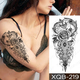 Waterproof Temporary Tattoo Sticker Blue Rose Peony Flowers Flash Tattoos Cross Rosary Body Art Arm Fake Sleeve Tatoo Women Men