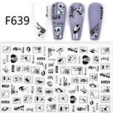 Popxstar Nail 3D Sticker Cool English Letter stickers for nail Foil Love Heart Design Valentines Manicure Decal Water Slide Foil