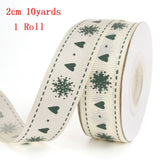 Popxstar Christmas Polyester Ribbon Christmas Bronzing Printed New Year Gifts Wrapping Ribbon for Christmas Decoration DIY Sewing Fabric