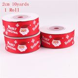 Popxstar Christmas Polyester Ribbon Christmas Bronzing Printed New Year Gifts Wrapping Ribbon for Christmas Decoration DIY Sewing Fabric