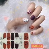 Popxstar 14Tips/Sheet Christmas/Halloween Nail Art Stickers Festival Pumpkin Wraps Waterproof Full DIY Manicure Accessories YMX Series