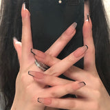 Popxstar spring centerpiece ideas short square acrylic nails spring dip nails 24pcs Mid Length Fake Nails Ballet Removable Wear Full Cover Coffin Artificial Manicure Patch False Nail Tips with Glue