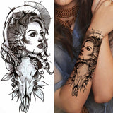 Popxstar 1pc Animal Lion Women Waterproof Temporary Tattoos Fake Stickers Arm Sun Art Black Cross Jesus 3D Praying Fashion Decoration