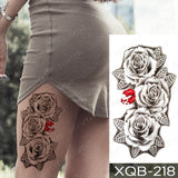 Waterproof Temporary Tattoo Sticker Blue Rose Peony Flowers Flash Tattoos Cross Rosary Body Art Arm Fake Sleeve Tatoo Women Men