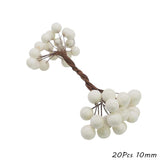 Popxstar Valentine's Day White Theme Artificial Flower Cherry Stamen Berries Bundle DIY Christmas Decoration Wedding Cake Gift Box Wreaths Xmas Decor