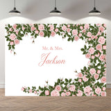 Popxstar NeoBack Customizable Green Leaf Rose Floral Wedding Photography Backgrounds Anniversary Birthday Photocall Photo Backdrop Banner