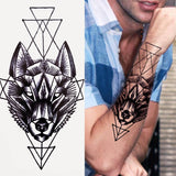 Popxstar Black Forest Tattoo Sticker For Men Women Children Tiger Wolf Death Skull Temporary Tattoo Fake Henna Skeleton King Animal Tatoo
