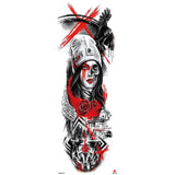Popxstar New Year's Day Valentine's Day Waterproof Temporary Tattoo Sticker for Men Women Totem Geometric Full Arm Large Size Sleeve Tatoo Fake Tatto Flash Tattoos