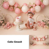 Popxstar Newborn kids Portrait cake smash Photography Backdrop 1st Birthday spring floral pink balloons birdcage photo background studio