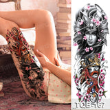 Popxstar large temporary tattoos women thigh leg tattoo sleeve pattern waterproof tatoo sticker body art sexy tatoo fake water sheet