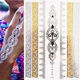 Popxstar 1 sheet Flash Boho Metallic Gold Feathers Shimmering Jewellery Festival Temporary Tattoo