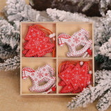 New Year Decor Xmas Gift Box 12Pcs Santa Claus Wooden Christmas Ornaments Merry Christmas Decorations for Home Noel Navidad