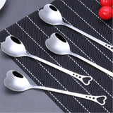 Popxstar  10Pcs Stainless Steel Heart Shape Coffee Spoons Kitchen Accessories Sugar Stirring Spoons Dessert  Dinnerware Wedding Gift Favor