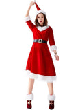 Popxstar 4pcs Ladies Christmas Miss Santa Claus Dresses Women Cosplay Costume Set Fancy Dress Adult Xmas Winter Red Vestidos