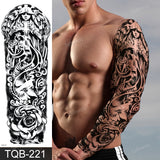 Popxstar Full Arm Temporary Tattoos Large Black Totem Trial Boys Tatoo Fake Waterproof Skull Lion Sleeve Tattoo Stickers Body Art Makeup