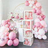 Popxstar A-Z letter Name Transparent Balloon Box BABY ONE Blocks Boy Girl Party Gift Box Wedding Decoration Baby Shower Birthday Party