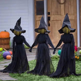 Popxstar 3pcs/1pcs Lighted Halloween Witch Decoration Set Sound Voice Control Glow and Sound Haunted House Party Props BV789