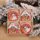 New Year Decor Xmas Gift Box 12Pcs Santa Claus Wooden Christmas Ornaments Merry Christmas Decorations for Home Noel Navidad