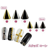 Popxstar 1/2/3mm Spikes Metal Studs Conical Shape Punk Style Flat Back Rivets Halloween 3D Alloy Nail Art for Decoration