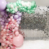Popxstar 5000pc Shimmer Sequin For Air Activated Panel Wedding Backdrop Background Live Decoration Shimmering Turquoise Mirror Party Wall
